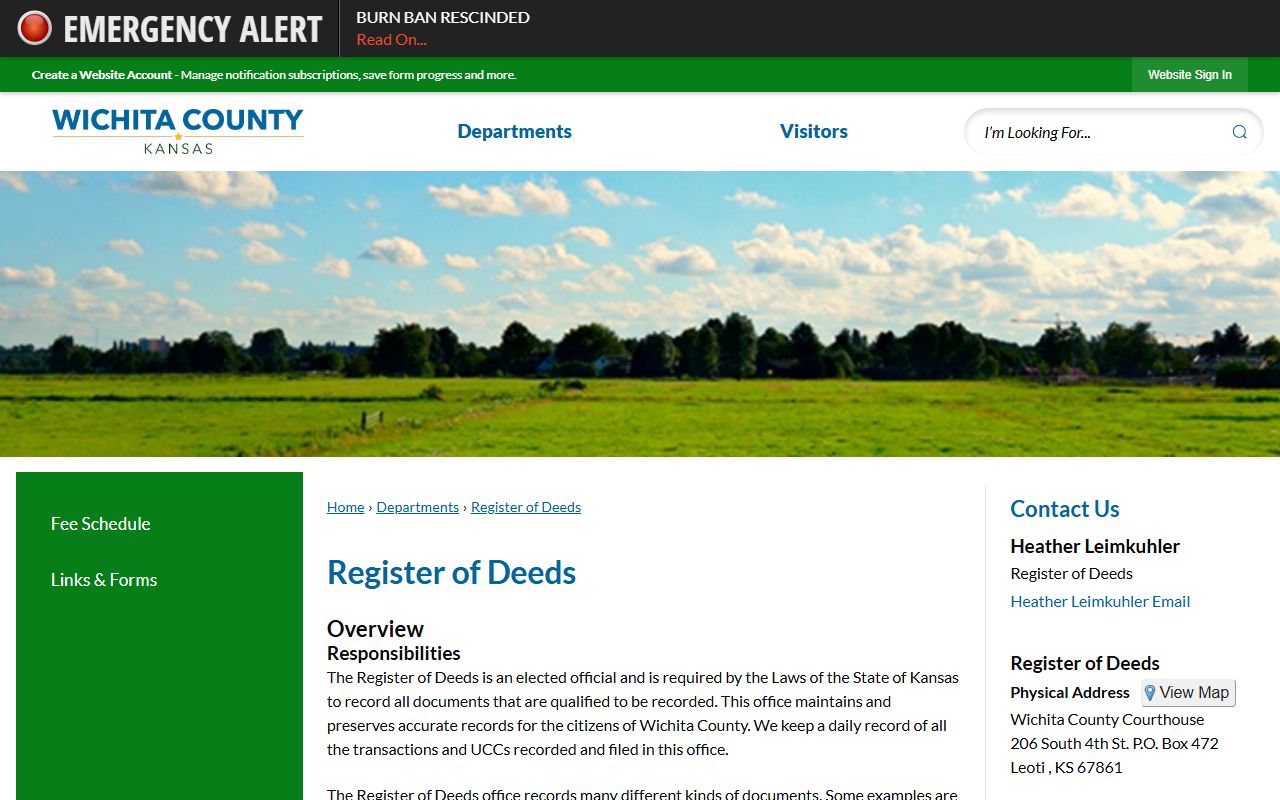 Wichita County clerk records Register of Deeds overview