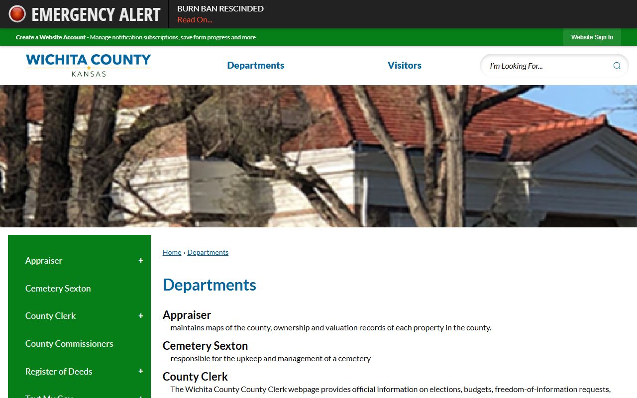 Wichita County court records county departments page