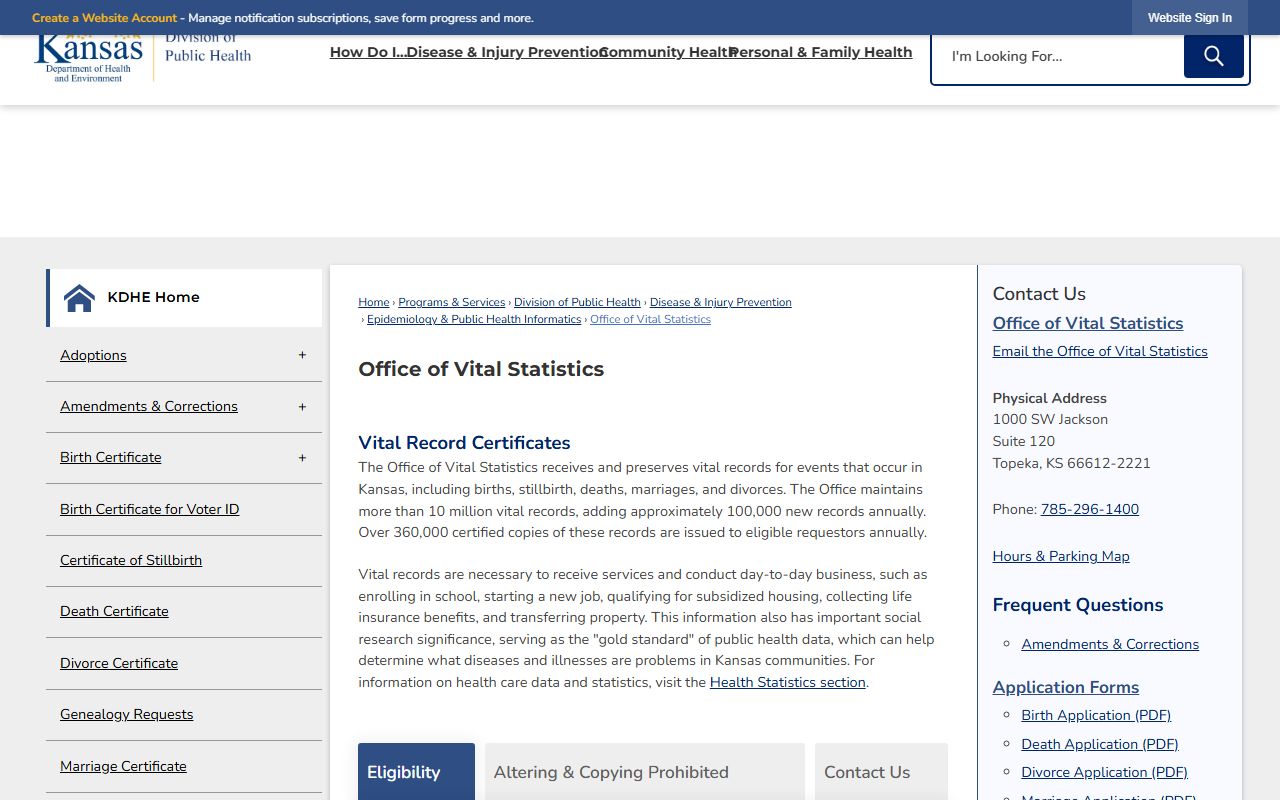 Wichita County marriage and divorce records KDHE Office of Vital Statistics